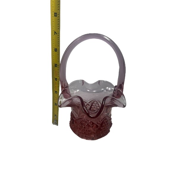 Vintage Fenton Colonial Button & Arch Basket Ruffled Edge Pink Dusty Rose MCM - Picture 7 of 10